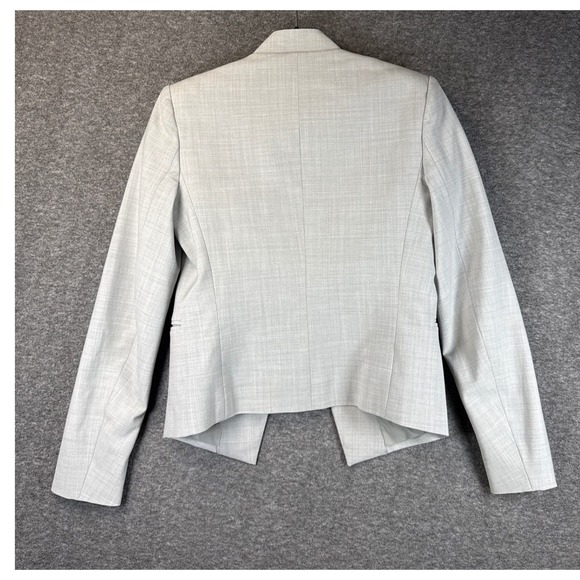 Theory Lanai Urban Light Grey Open Front Collarless Career Blazer Jacket Size 2 - Picture 4 of 10